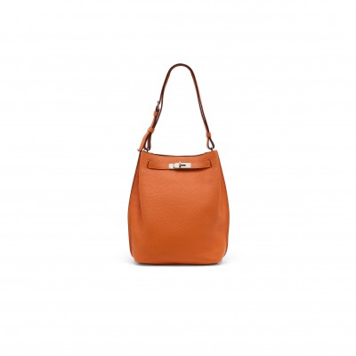 HERMÈS MASTER  22CM ORANGE TOGO LEATHER PALLADIUM PLATED SO KELLY BAG (29.5*22*11cm)